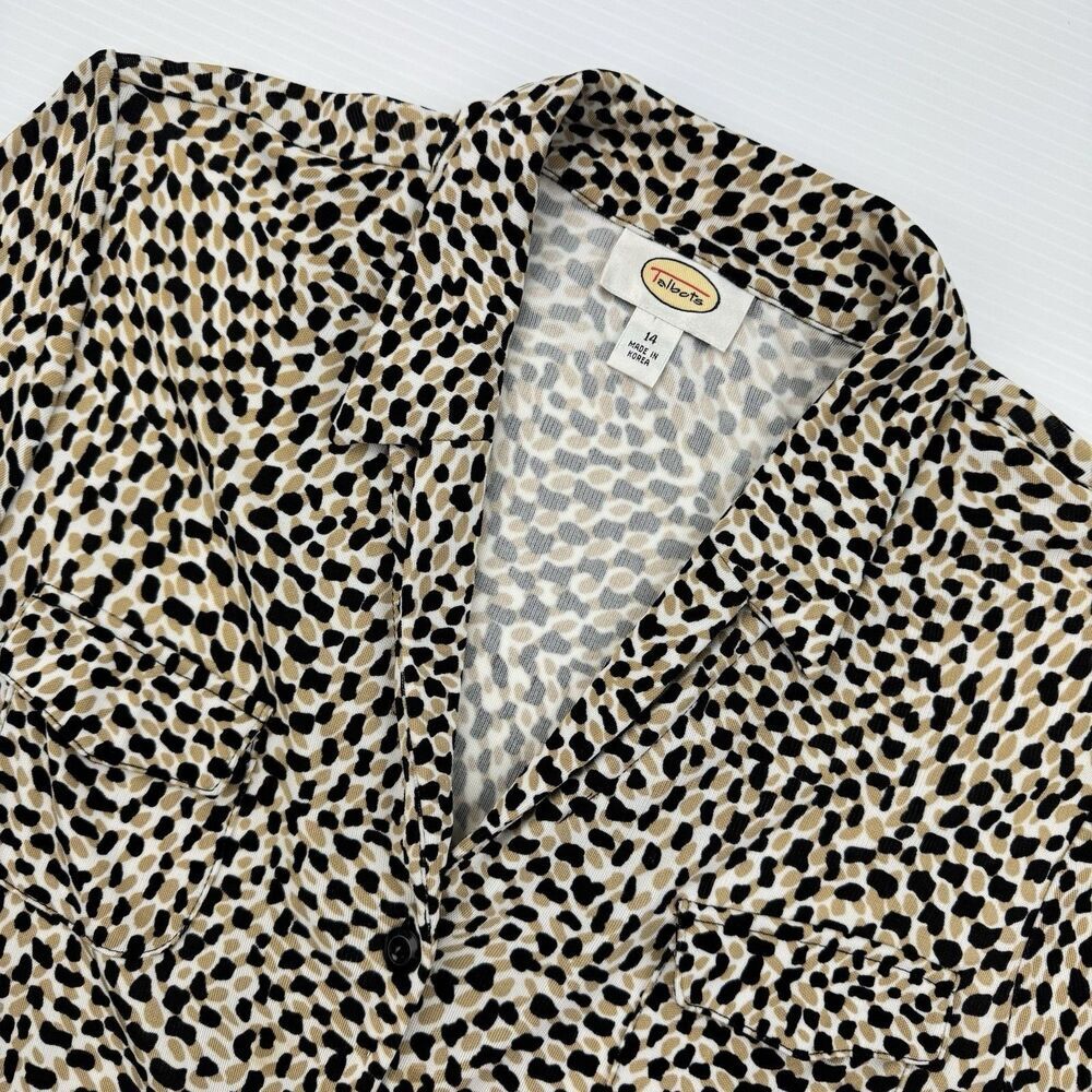 Vintage Talbots Blazer Size 14 Made in Korea Rayon Animal Print Button Front